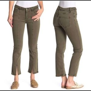 NWOT Free People Green Slit Cuff Bootcut Jeans